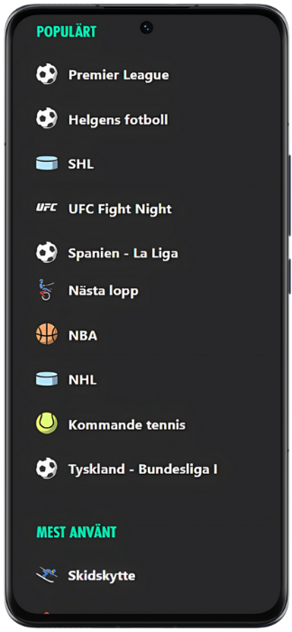 Pantalla de bet365 sports